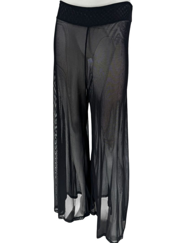 Chanel 02P NWT Black Sheer Mesh Wide-Leg Pants – Size 44
