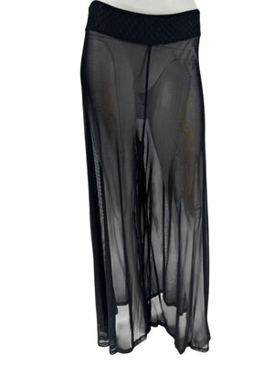 Chanel 02P NWT Black Sheer Mesh Wide-Leg Pants – Size 44