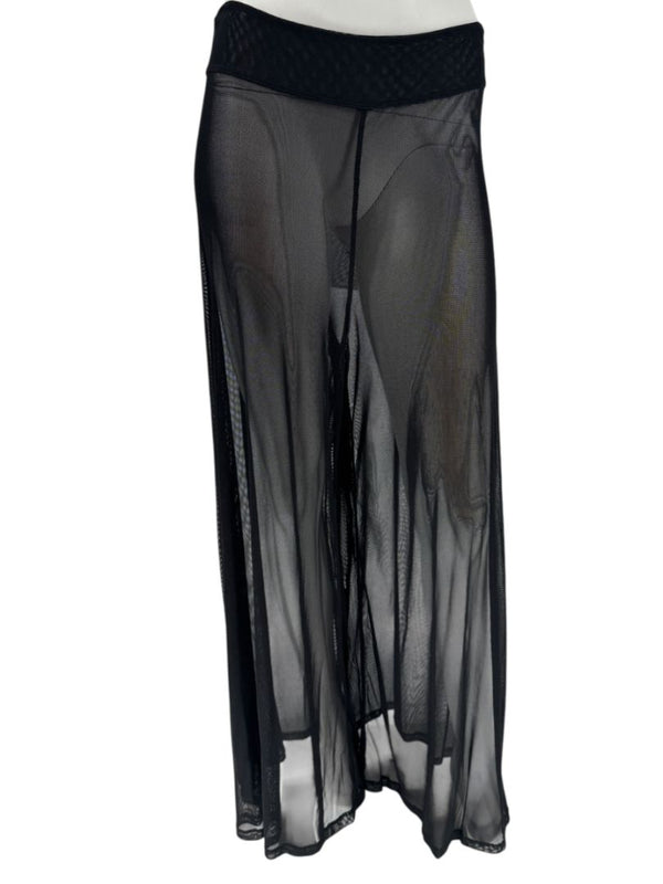 Chanel 02P NWT Black Sheer Mesh Wide-Leg Pants – Size 44