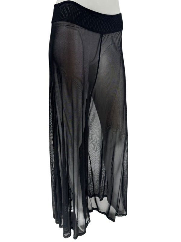Chanel 02P NWT Black Sheer Mesh Wide-Leg Pants – Size 44