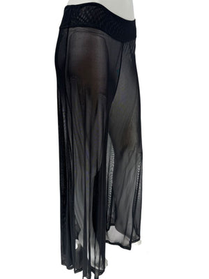 Chanel 02P NWT Black Sheer Mesh Wide-Leg Pants – Size 44