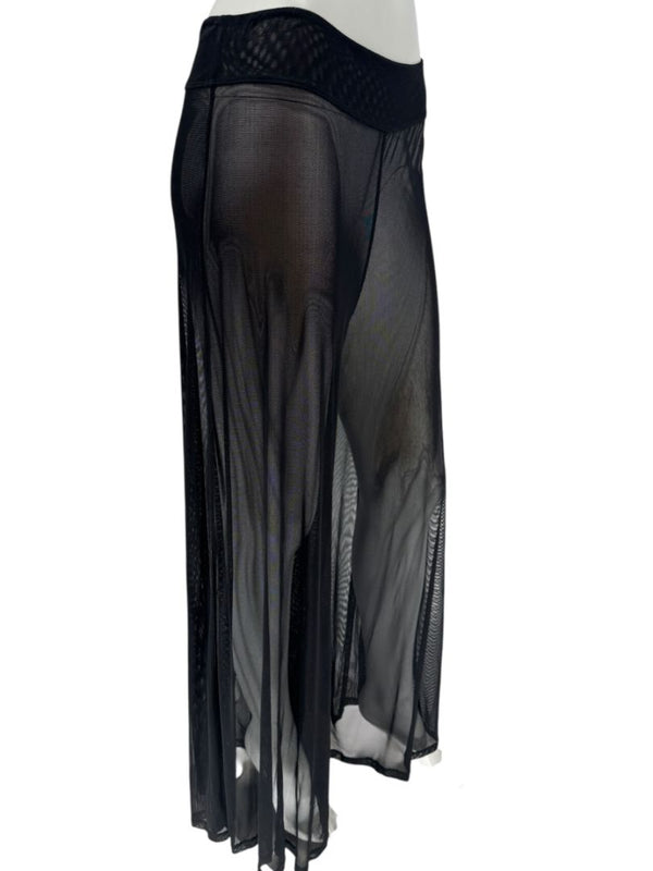 Chanel 02P NWT Black Sheer Mesh Wide-Leg Pants – Size 44