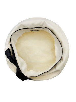 Chanel Ivory Beret with Black Grosgrain Ribbon Trim & Bow – Vintage