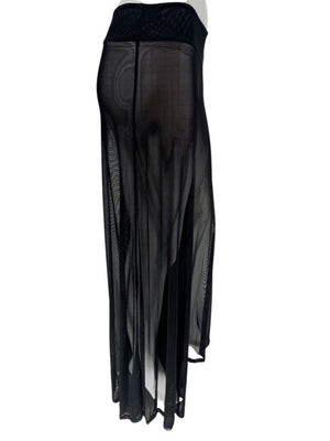 Chanel 02P NWT Black Sheer Mesh Wide-Leg Pants – Size 44