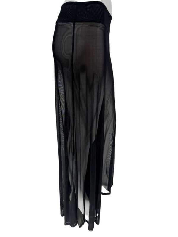 Chanel 02P NWT Black Sheer Mesh Wide-Leg Pants – Size 44