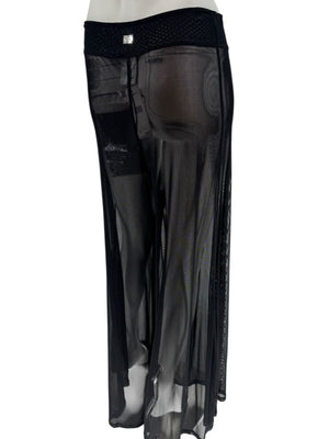 Chanel 02P NWT Black Sheer Mesh Wide-Leg Pants – Size 44