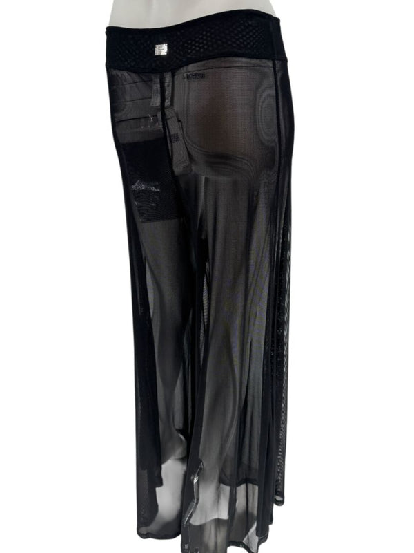 Chanel 02P NWT Black Sheer Mesh Wide-Leg Pants – Size 44