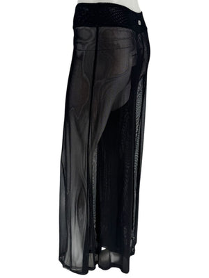 Chanel 02P NWT Black Sheer Mesh Wide-Leg Pants – Size 44