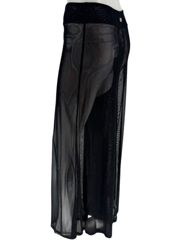 Chanel 02P NWT Black Sheer Mesh Wide-Leg Pants – Size 44