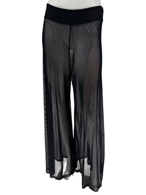 Chanel 02P NWT Black Sheer Mesh Wide-Leg Pants – Size 44