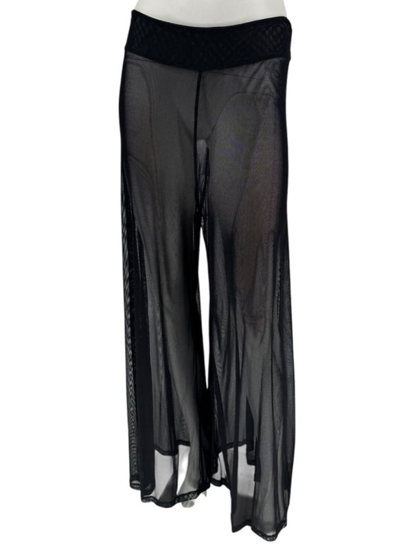 Chanel 02P NWT Black Sheer Mesh Wide-Leg Pants – Size 44