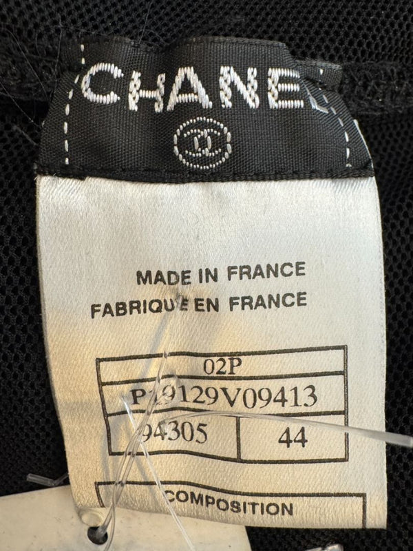 Chanel 02P NWT Black Sheer Mesh Wide-Leg Pants – Size 44