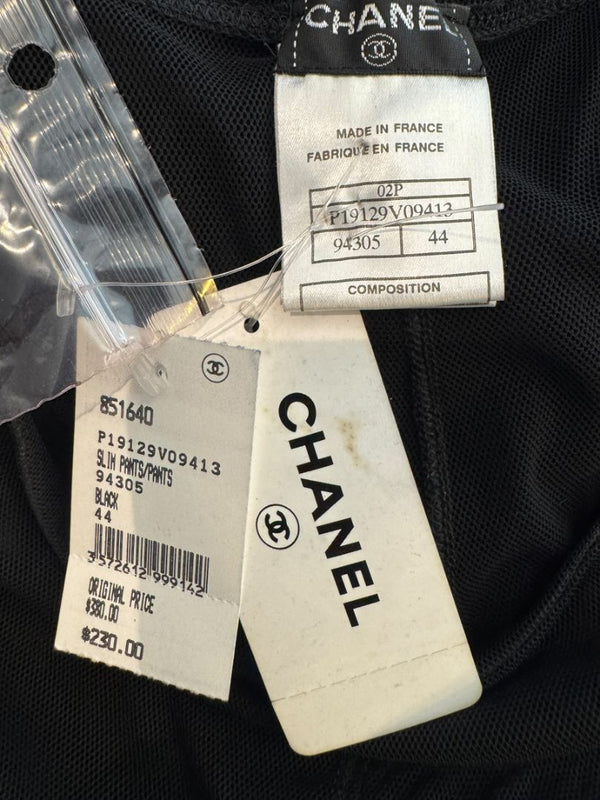 Chanel 02P NWT Black Sheer Mesh Wide-Leg Pants – Size 44