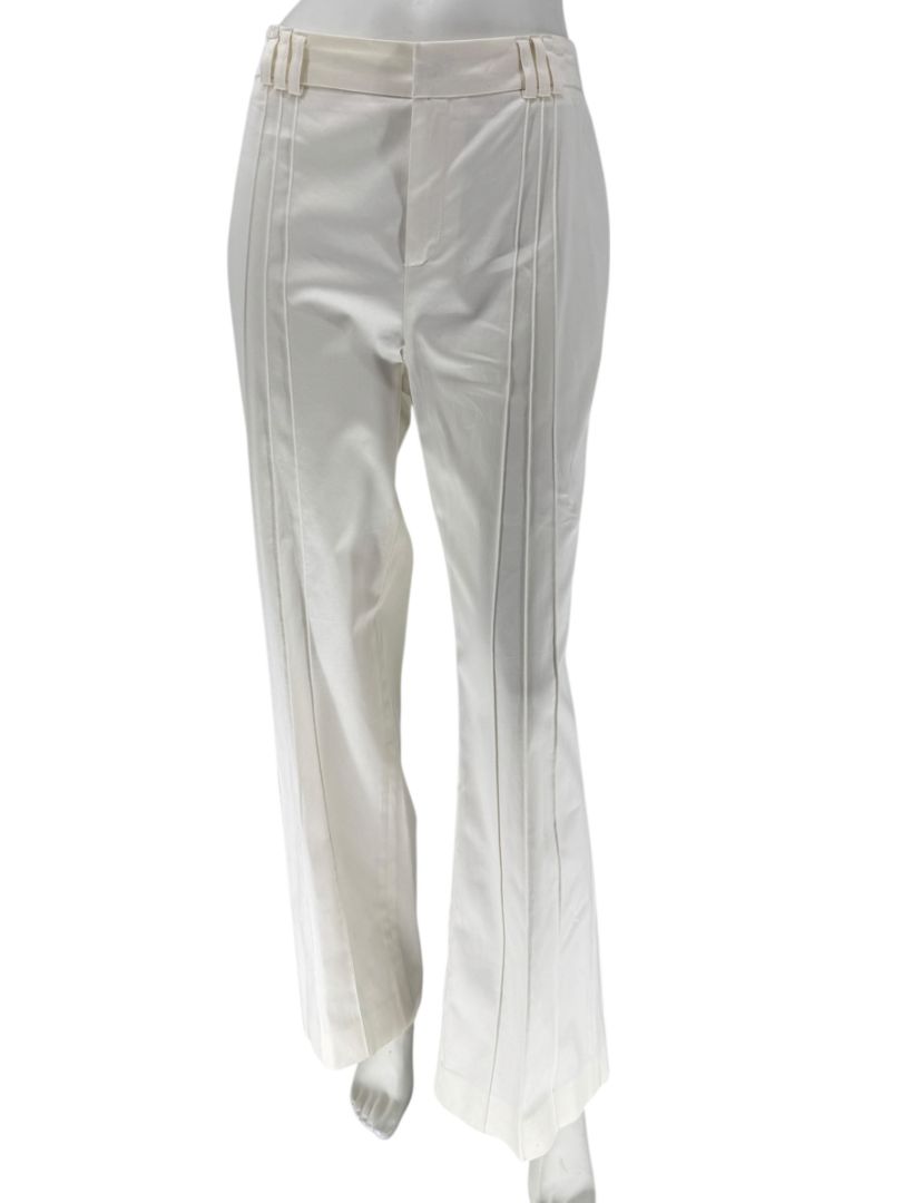 Philippe Adec White Tailored Wide-Leg Trousers – Size 14