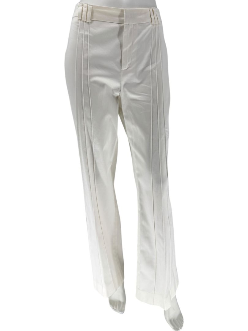 Philippe Adec White Tailored Wide-Leg Trousers – Size 14