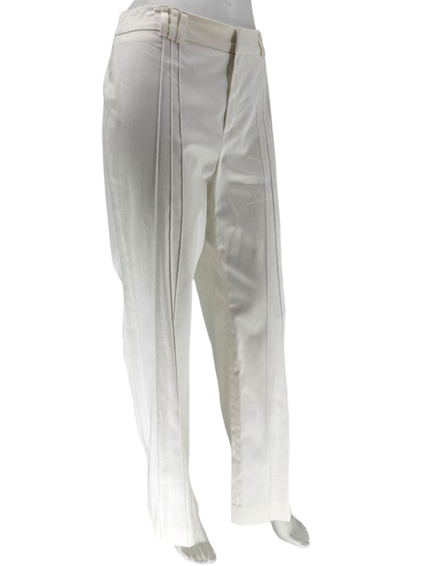 Philippe Adec White Tailored Wide-Leg Trousers – Size 14