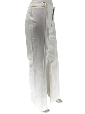 Philippe Adec White Tailored Wide-Leg Trousers – Size 14