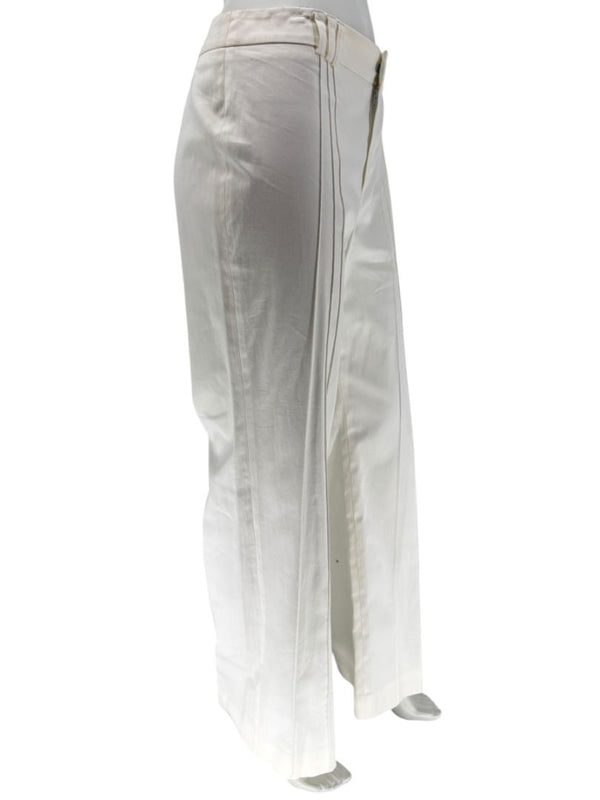 Philippe Adec White Tailored Wide-Leg Trousers – Size 14