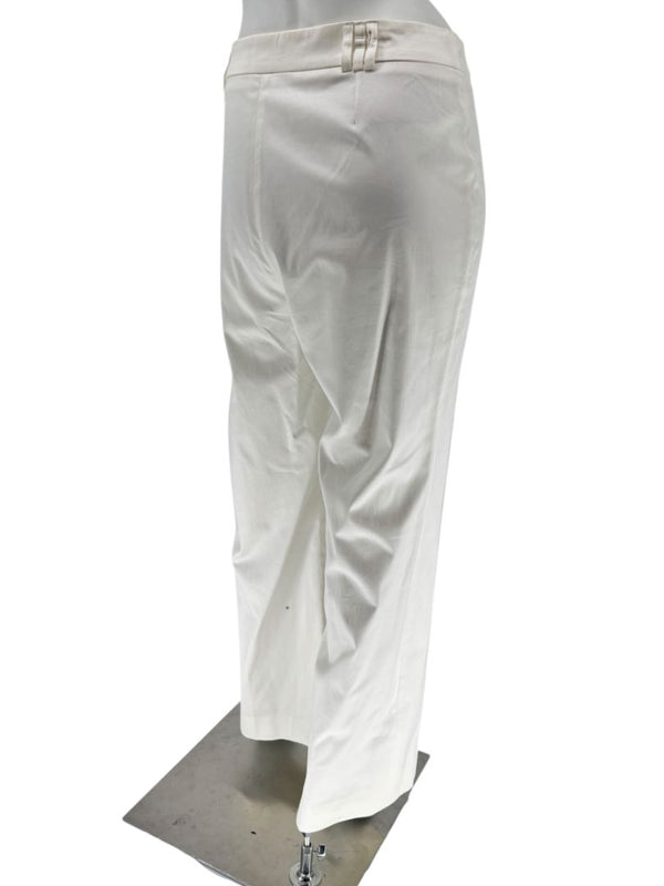 Philippe Adec White Tailored Wide-Leg Trousers – Size 14