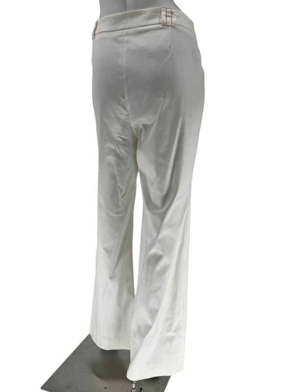 Philippe Adec White Tailored Wide-Leg Trousers – Size 14