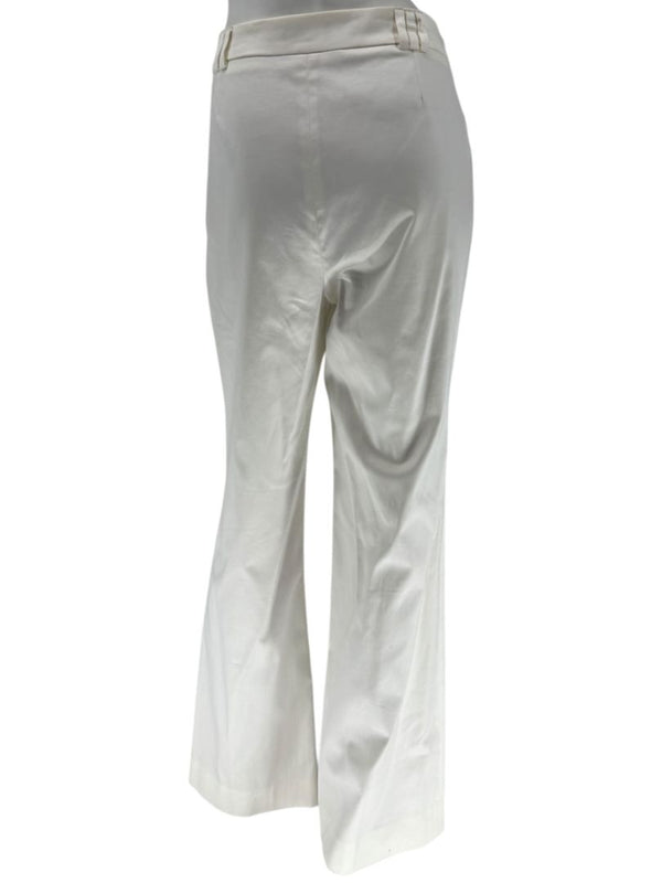Philippe Adec White Tailored Wide-Leg Trousers – Size 14