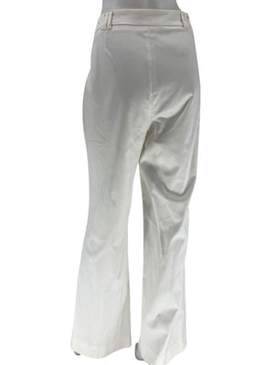 Philippe Adec White Tailored Wide-Leg Trousers – Size 14