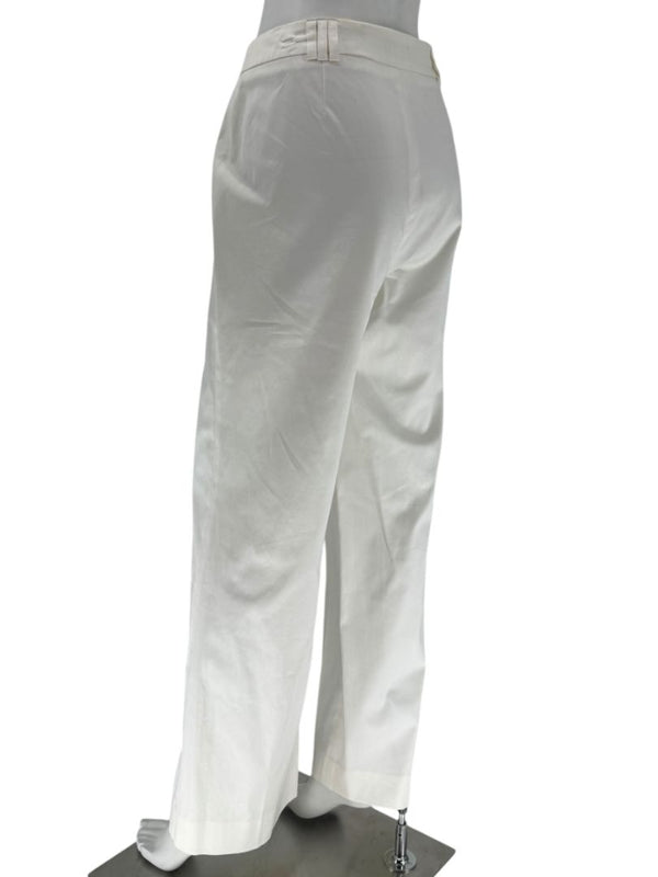Philippe Adec White Tailored Wide-Leg Trousers – Size 14
