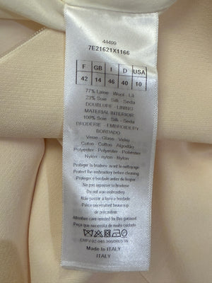 CHRISTIAN DIOR Ivory Wool-Silk Dress with Heart Appliqué - Size 10
