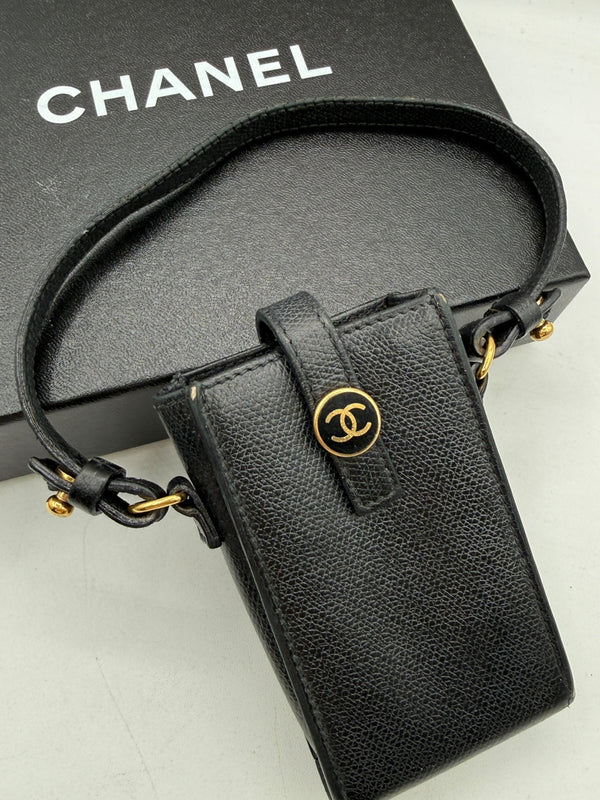 Chanel Black Caviar Leather CC Phone Pouch – With Box