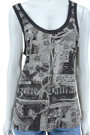 John Galliano Gazette Print Tank Top – Size M