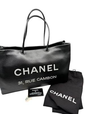 Chanel Black Leather Large Essential Rue Cambon Shopping Tote