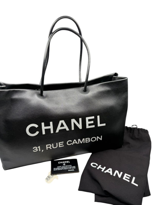 Chanel Black Leather Large Essential Rue Cambon Shopping Tote