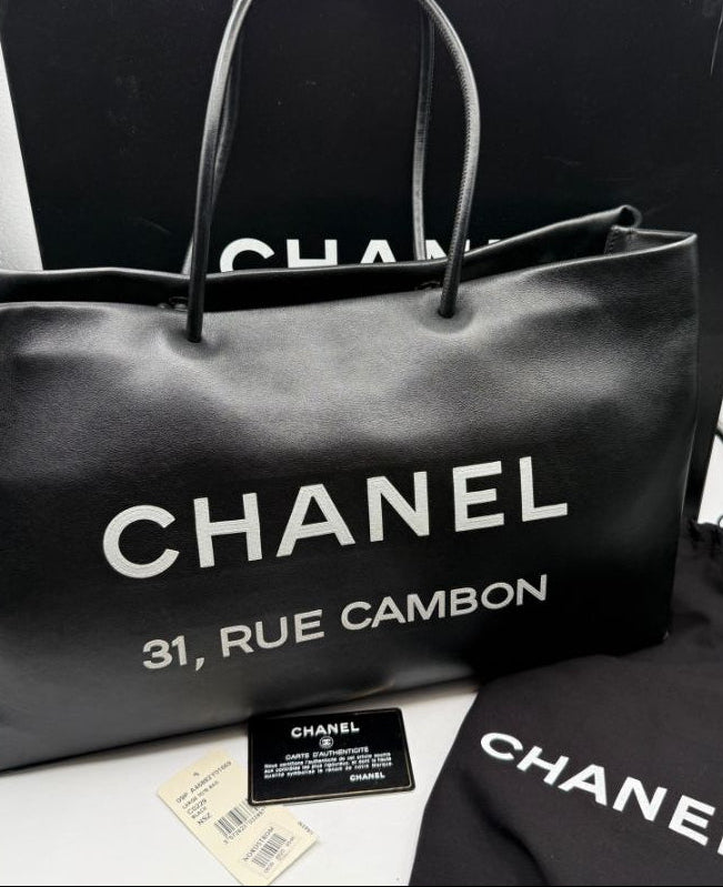 Chanel Black Leather Large Essential Rue Cambon Shopping Tote