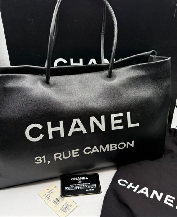 Chanel Black Leather Large Essential Rue Cambon Shopping Tote