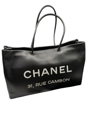 Chanel Black Leather Large Essential Rue Cambon Shopping Tote