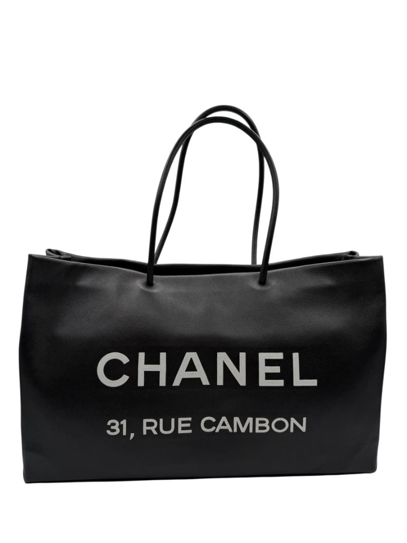 Chanel Black Leather Large Essential Rue Cambon Shopping Tote