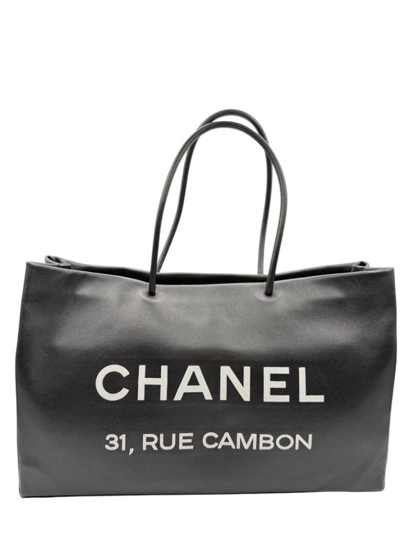 Chanel Black Leather Large Essential Rue Cambon Shopping Tote