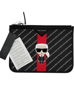 Karl Lagerfeld K/Ikonik Logo Print Zip Pouch – 8” x 11”