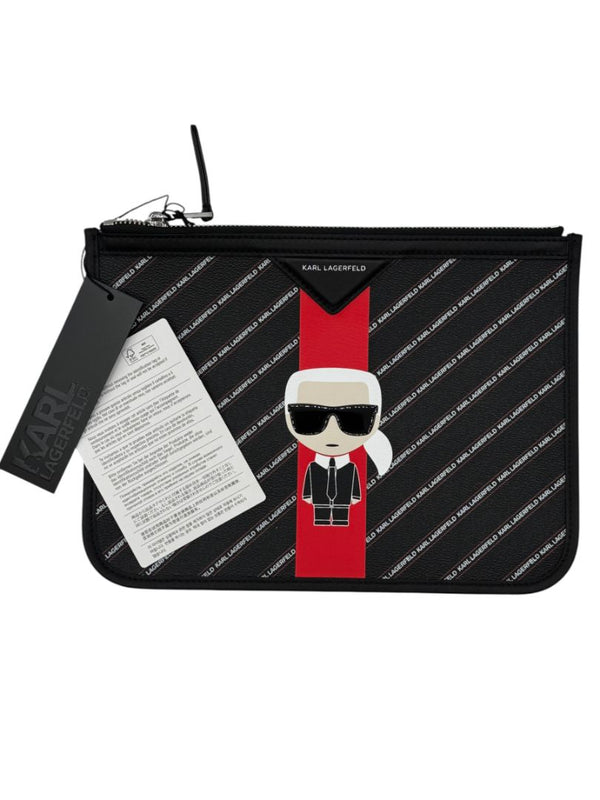 Karl Lagerfeld K/Ikonik Logo Print Zip Pouch – 8” x 11”