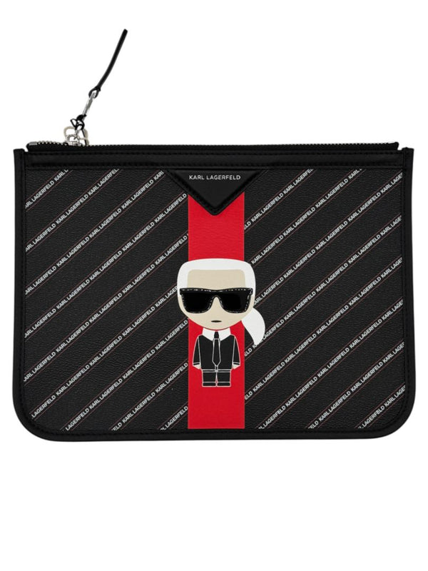 Karl Lagerfeld K/Ikonik Logo Print Zip Pouch – 8” x 11”
