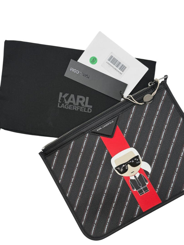 Karl Lagerfeld K/Ikonik Logo Print Zip Pouch – 8” x 11”