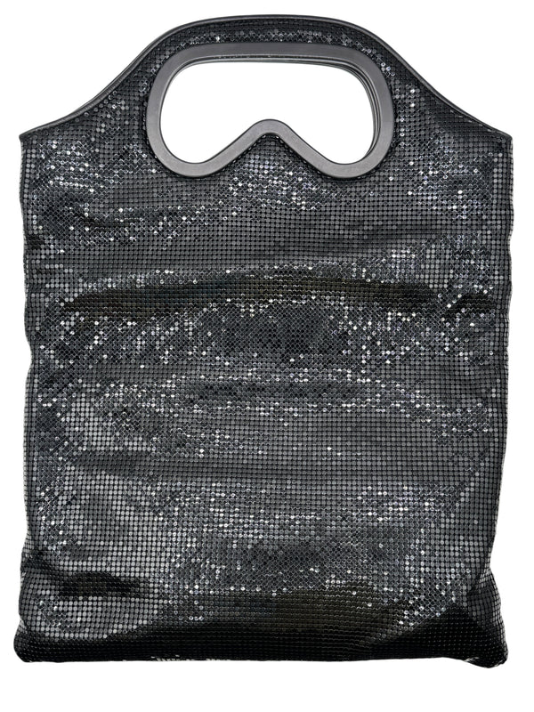 Karl Lagerfeld Black Metal Mesh Sunglasses Handle Clutch