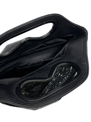 Karl Lagerfeld Black Metal Mesh Sunglasses Handle Clutch
