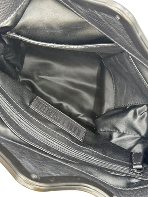 Karl Lagerfeld Black Metal Mesh Sunglasses Handle Clutch