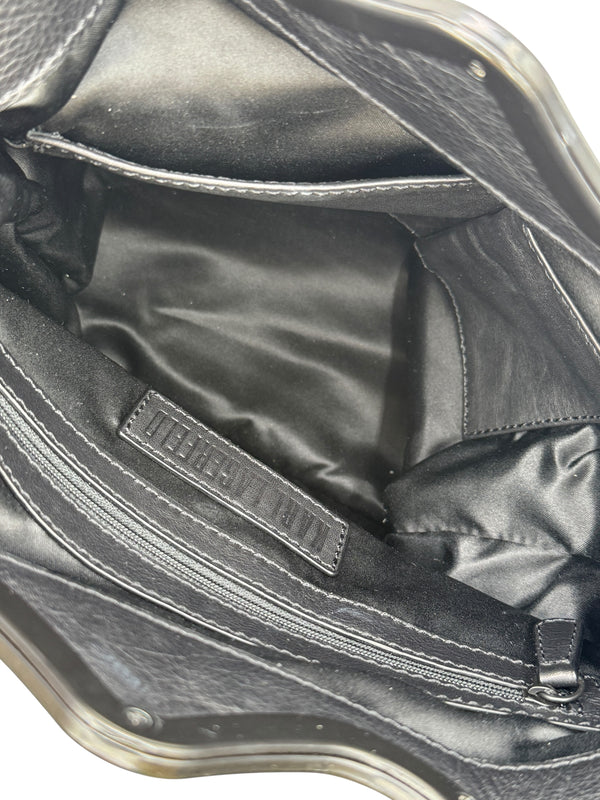 Karl Lagerfeld Black Metal Mesh Sunglasses Handle Clutch