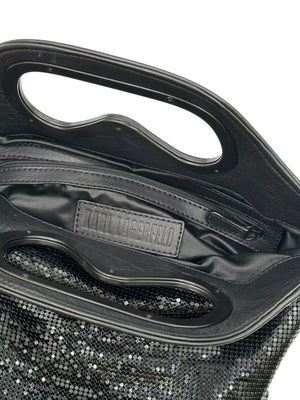 Karl Lagerfeld Black Metal Mesh Sunglasses Handle Clutch
