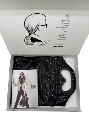 Karl Lagerfeld Black Metal Mesh Sunglasses Handle Clutch