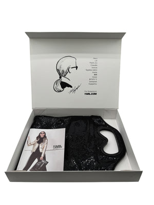 Karl Lagerfeld Black Metal Mesh Sunglasses Handle Clutch
