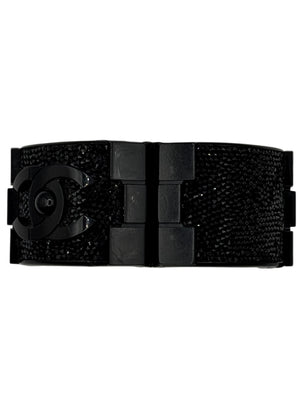 Chanel Black Resin & Crystal CC Boy Brick Cuff Bracelet
