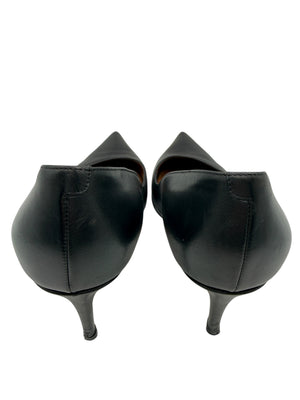 Givenchy Black Leather Pointed-Toe Pumps with Silver Trim – Size 39